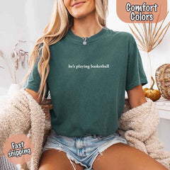 He’s Playing Basketball – Funny Sports Girlfriend Shirt for Women