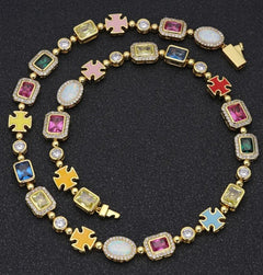 Gold-Plated Hip Hop Gemstone Necklace – Statement Chain | Mrs. G's