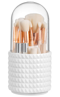 HBlife Makeup Brush Holder with Lid 360 Rotating Makeup Brush Organizer with Cover Cosmetic Organizer Dustproof Makeup Brushes Container Spinning Brush Holder for Vanity and Bathroom Diamond